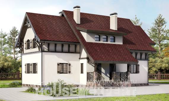 180-014-П Проект двухэтажного дома с мансардой, классический коттедж из арболита Комсомольск-на-Амуре, House Expert