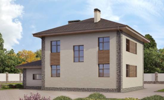 185-004-П Проект двухэтажного дома и гаражом, просторный загородный дом из керамзитобетонных блоков Комсомольск-на-Амуре | Проекты домов от House Expert
