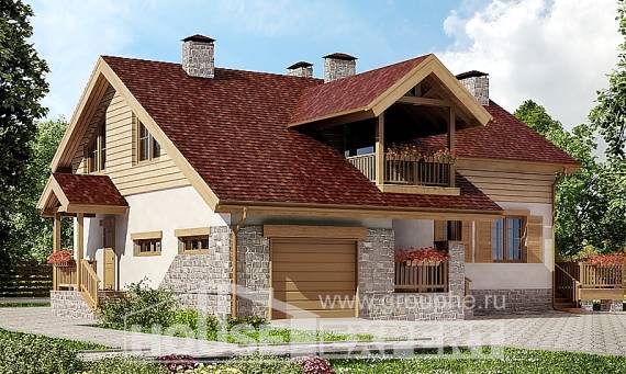 165-002-П Проект двухэтажного дома с мансардой и гаражом, современный домик из керамзитобетонных блоков Комсомольск-на-Амуре, House Expert
