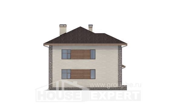 185-004-П Проект двухэтажного дома и гаражом, классический загородный дом из твинблока, Комсомольск-на-Амуре