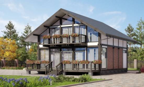 170-007-П Проект двухэтажного дома мансардой, небольшой домик из бревен Комсомольск-на-Амуре | Проекты домов от House Expert