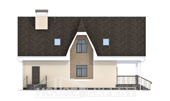 125-001-Л Проект двухэтажного дома с мансардой, недорогой загородный дом из теплоблока Комсомольск-на-Амуре, House Expert