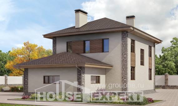 185-004-П Проект двухэтажного дома и гаражом, красивый дом из газобетона Комсомольск-на-Амуре, House Expert