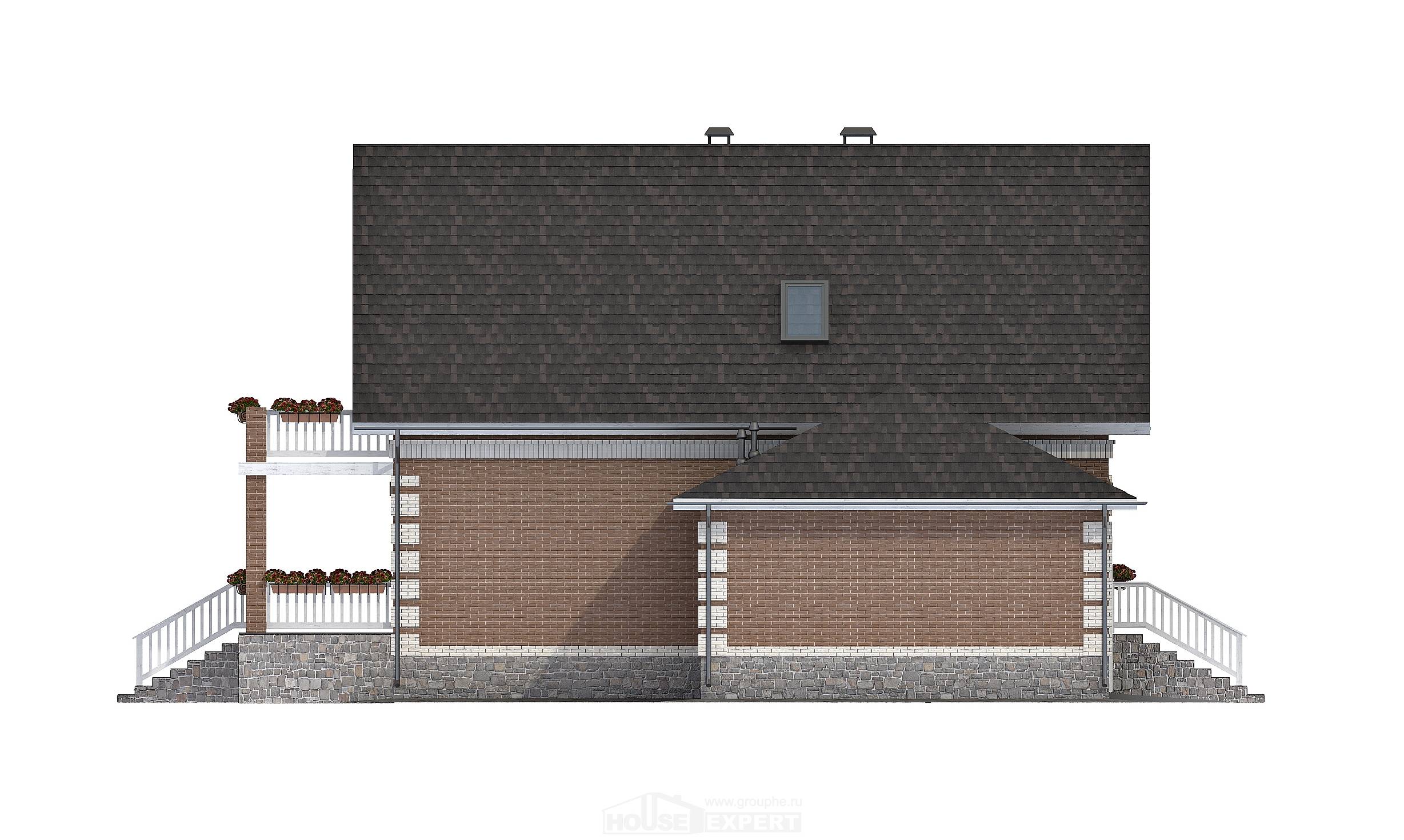 200-009-Л Проект трехэтажного дома с мансардой и гаражом, средний домик из поризованных блоков, Комсомольск-на-Амуре