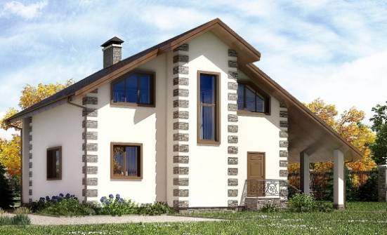 150-003-Л Проект двухэтажного дома мансардой, гараж, бюджетный домик из дерева Комсомольск-на-Амуре | Проекты домов от House Expert