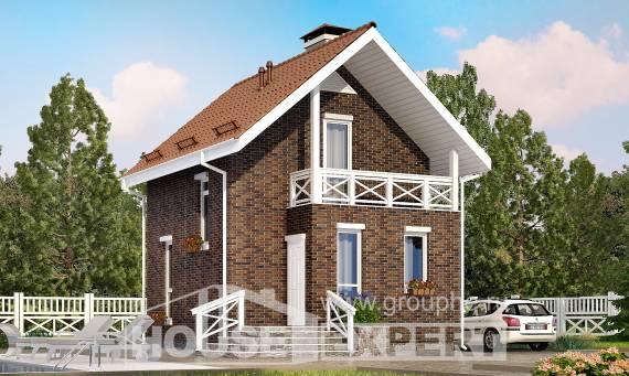 045-001-Л Проект двухэтажного дома с мансардой, эконом домик из бризолита Комсомольск-на-Амуре, House Expert
