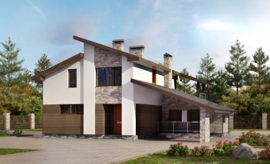 200-010-П Проект двухэтажного дома мансардой, гараж, простой коттедж из бризолита Комсомольск-на-Амуре | Проекты домов от House Expert