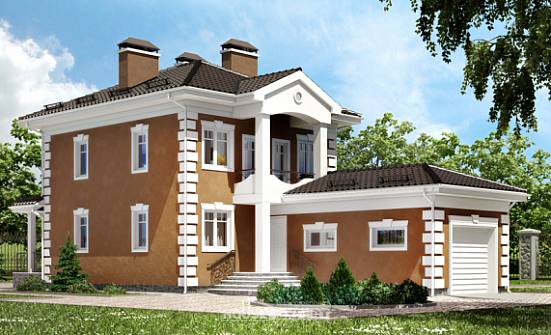 150-006-П Проект двухэтажного дома и гаражом, небольшой дом из газобетона Комсомольск-на-Амуре | Проекты домов от House Expert