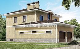 350-002-Л Проект трехэтажного дома, гараж, уютный коттедж из кирпича Комсомольск-на-Амуре, House Expert
