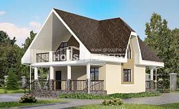 125-001-Л Проект двухэтажного дома с мансардой, недорогой домик из поризованных блоков Комсомольск-на-Амуре, House Expert