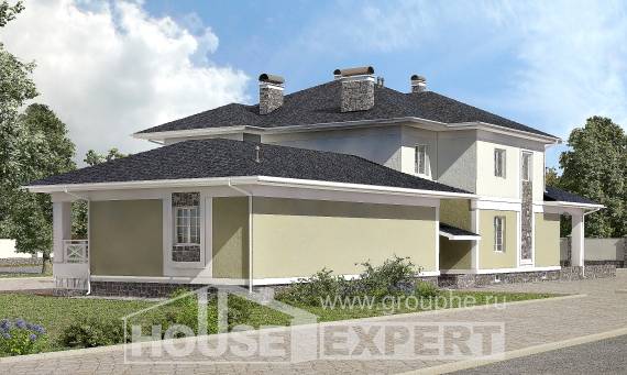 620-001-Л Проект трехэтажного дома, гараж, классический домик из поризованных блоков Комсомольск-на-Амуре, House Expert