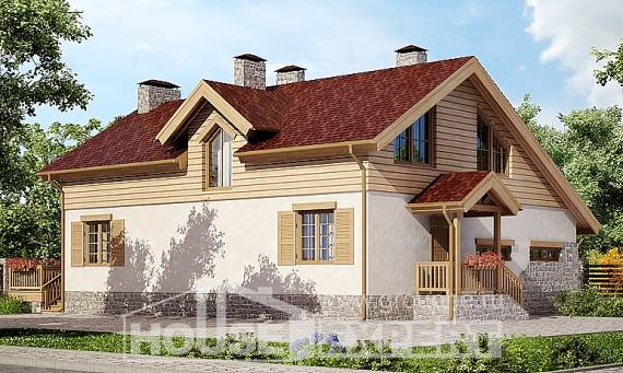 165-002-П Проект двухэтажного дома мансардой, гараж, современный домик из газосиликатных блоков Комсомольск-на-Амуре, House Expert