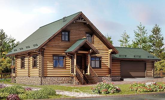 270-002-П Проект двухэтажного дома мансардой и гаражом, огромный дом из дерева Комсомольск-на-Амуре | Проекты домов от House Expert