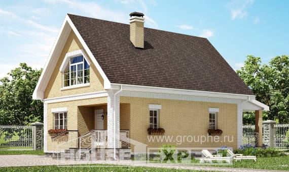 130-004-П Проект двухэтажного дома с мансардой, небольшой коттедж из пеноблока Комсомольск-на-Амуре, House Expert