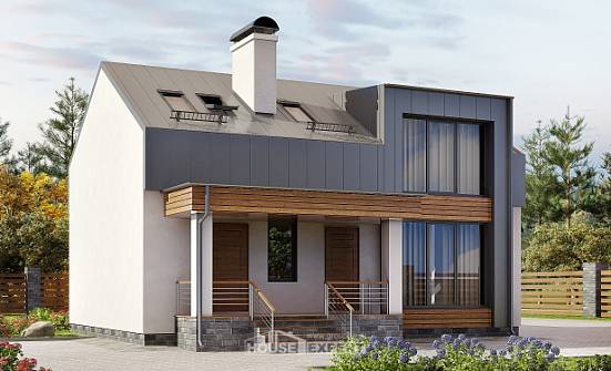 120-004-П Проект двухэтажного дома мансардой, уютный дом из газобетона Комсомольск-на-Амуре | Проекты домов от House Expert