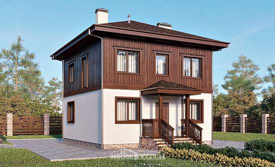 100-006-Л Проект двухэтажного дома, скромный дом из блока Комсомольск-на-Амуре | Проекты домов от House Expert