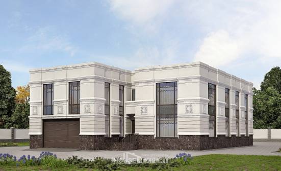 400-005-Л Проект двухэтажного дома и гаражом, большой коттедж из кирпича Комсомольск-на-Амуре | Проекты домов от House Expert