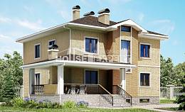 350-002-Л Проект трехэтажного дома и гаражом, уютный коттедж из кирпича Комсомольск-на-Амуре, House Expert