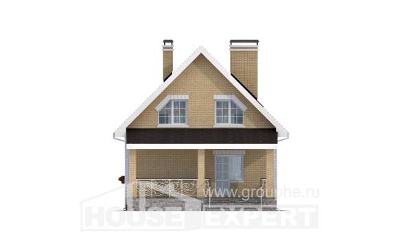 130-004-П Проект двухэтажного дома с мансардным этажом, скромный домик из пеноблока Комсомольск-на-Амуре, House Expert