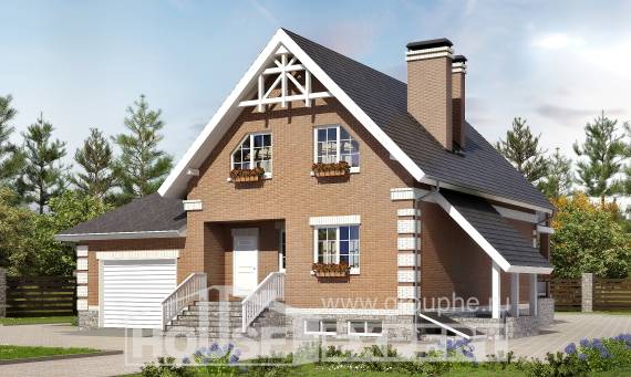 200-009-Л Проект трехэтажного дома с мансардой и гаражом, простой коттедж из арболита Комсомольск-на-Амуре, House Expert