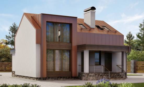 120-004-Л Проект двухэтажного дома с мансардой, классический загородный дом из керамзитобетонных блоков Комсомольск-на-Амуре | Проекты домов от House Expert