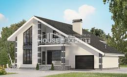 180-001-П Проект двухэтажного дома с мансардой и гаражом, скромный загородный дом из поризованных блоков Комсомольск-на-Амуре, House Expert