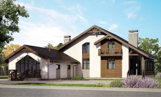 265-001-П Проект двухэтажного дома мансардой, гараж, современный домик из твинблока, Комсомольск-на-Амуре