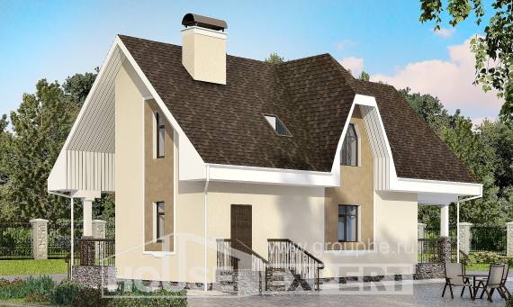 125-001-Л Проект двухэтажного дома мансардный этаж, красивый коттедж из твинблока Комсомольск-на-Амуре, House Expert