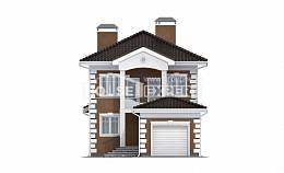 150-006-П Проект двухэтажного дома, гараж, бюджетный коттедж из поризованных блоков Комсомольск-на-Амуре, House Expert