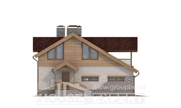 165-002-П Проект двухэтажного дома мансардный этаж, гараж, экономичный дом из пеноблока Комсомольск-на-Амуре, House Expert