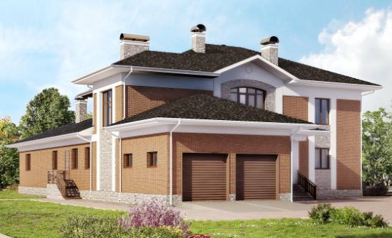 520-002-Л Проект трехэтажного дома и гаражом, современный коттедж из теплоблока Комсомольск-на-Амуре | Проекты домов от House Expert