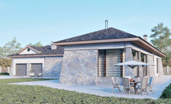 280-004-Л Проект одноэтажного дома, гараж, классический дом из керамзитобетонных блоков Комсомольск-на-Амуре | Проекты одноэтажных домов от House Expert