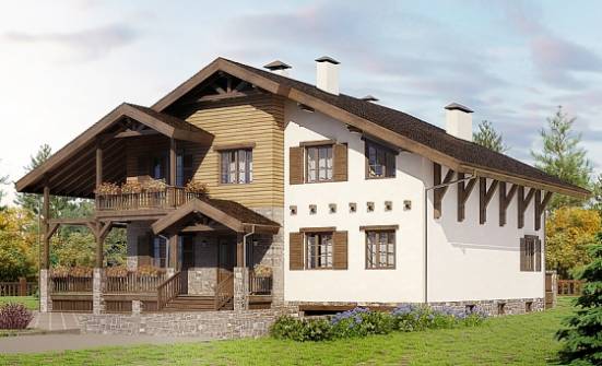 400-004-П Проект трехэтажного дома мансардный этаж и гаражом, огромный домик из кирпича Комсомольск-на-Амуре | Проекты домов от House Expert