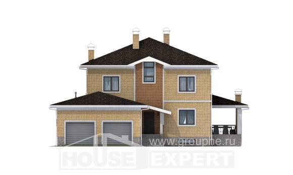 350-002-Л Проект трехэтажного дома и гаражом, красивый дом из кирпича Комсомольск-на-Амуре, House Expert