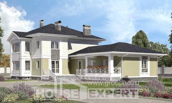 620-001-Л Проект трехэтажного дома и гаражом, большой загородный дом из пеноблока, Комсомольск-на-Амуре