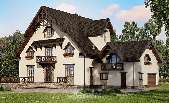 435-002-П Проект трехэтажного дома мансардный этаж, гараж, классический дом из арболита, Комсомольск-на-Амуре
