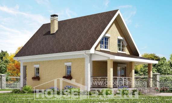 130-004-П Проект двухэтажного дома с мансардой, экономичный домик из газобетона Комсомольск-на-Амуре, House Expert
