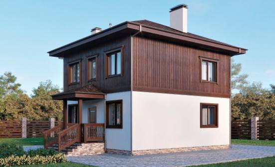 100-006-Л Проект двухэтажного дома, скромный дом из блока Комсомольск-на-Амуре | Проекты домов от House Expert