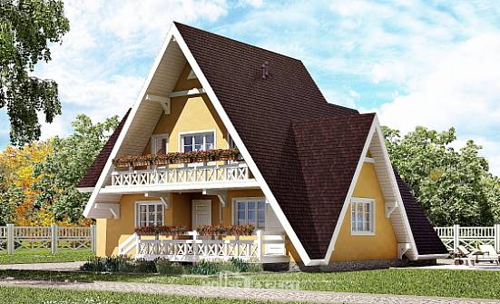 155-008-П Проект двухэтажного дома с мансардой, классический загородный дом из дерева Комсомольск-на-Амуре | Проекты домов от House Expert