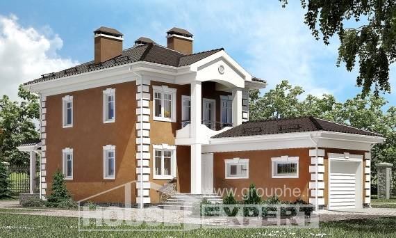 150-006-П Проект двухэтажного дома и гаражом, недорогой загородный дом из поризованных блоков Комсомольск-на-Амуре, House Expert
